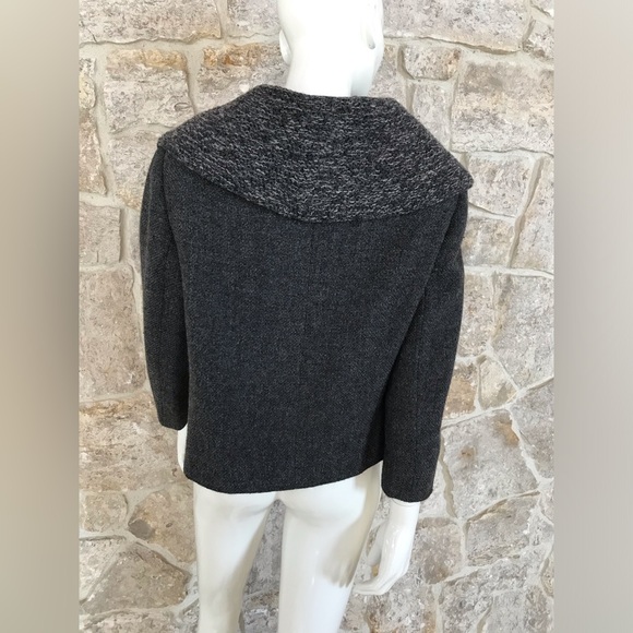 Wonderful Vintage 1960s Italian Wool Coat Jacket Textured Exaggerated Collar - Picture 13 of 15